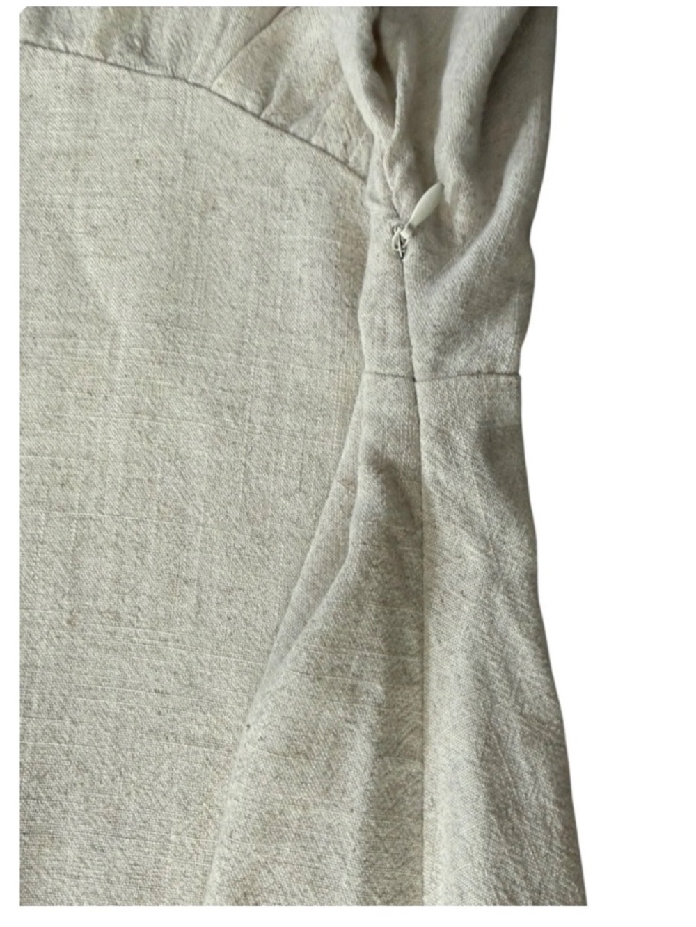 Vernacular Oatmeal Cotton Linen Blend Empire Waist Midi Dress Small-Euro Summer - Picture 6 of 8